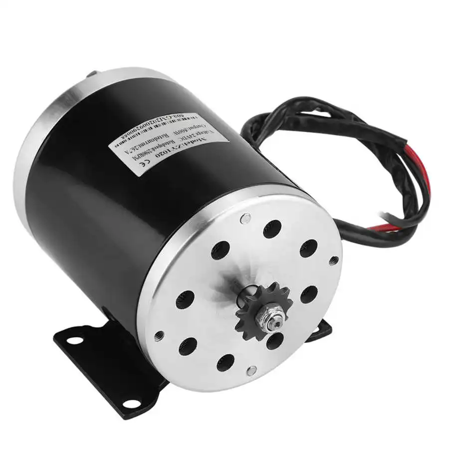 Электродвигатель с щеточным металлическим редуктором и кронштейном 500 Вт 24 В