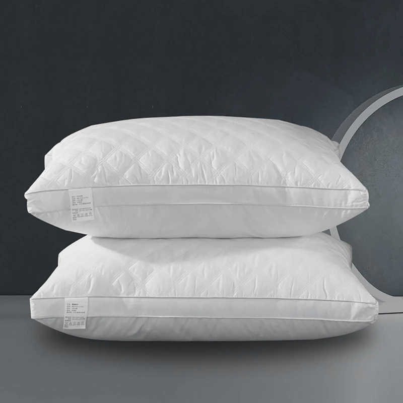 

Set of 2 White Soft Feather Fabric Pillow Sleep Pillow Stretch Neck Pillow for Hotel Standard Home Supplies Bed Pillow