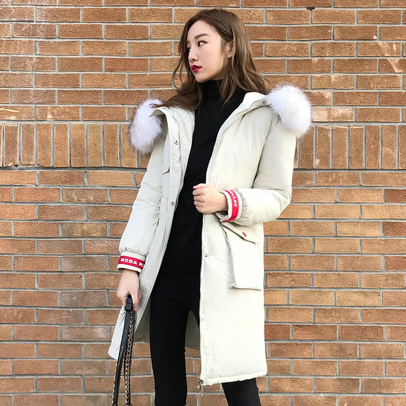 

Новинка-30 ° 6XL размера плюс женские топы с индивидуальным буквенным принтом, Женская парка с капюшоном и меховым воротником, свободная тонка...