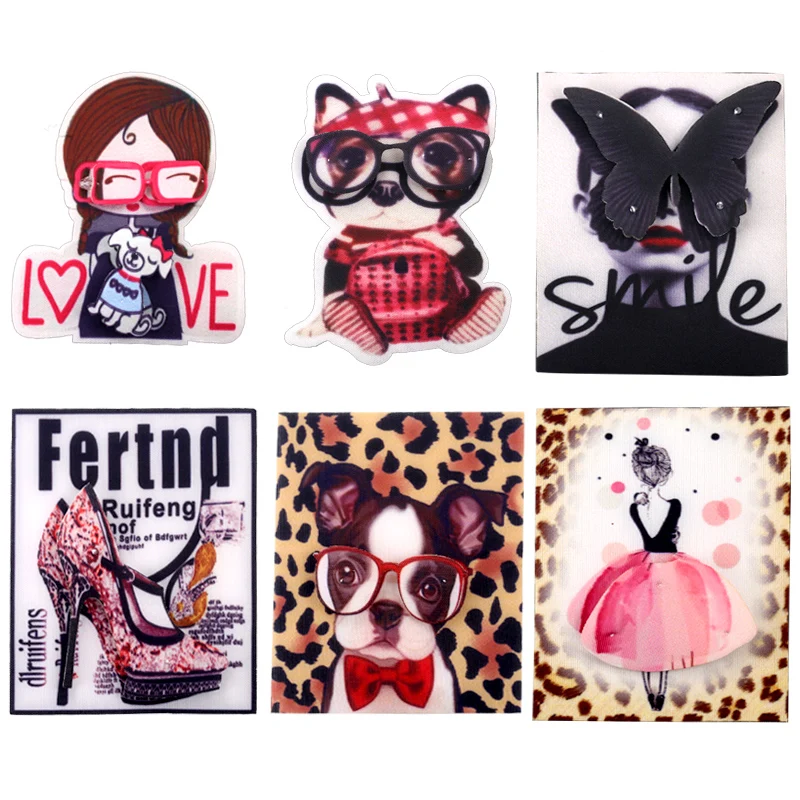 3D 2 слоистых дизайна печать мультфильм патч для детей Одежда пришить патчи на