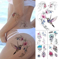 waterproof temporary tattoo stickers rose peony flower bird fish flash tattoos female cute body art fake tattoos for men