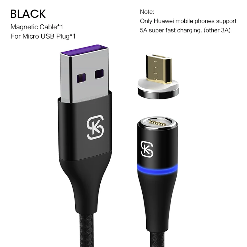 for micro cable Магнитный кабель 2 м, 3 А, быстрая usb зарядка, Тип C, для телефона, вращение на 360, магнитный кабель для передачи данных для Iphone X XR, зарядное устройство для samsung SIKAI - Цвет: for micro cable