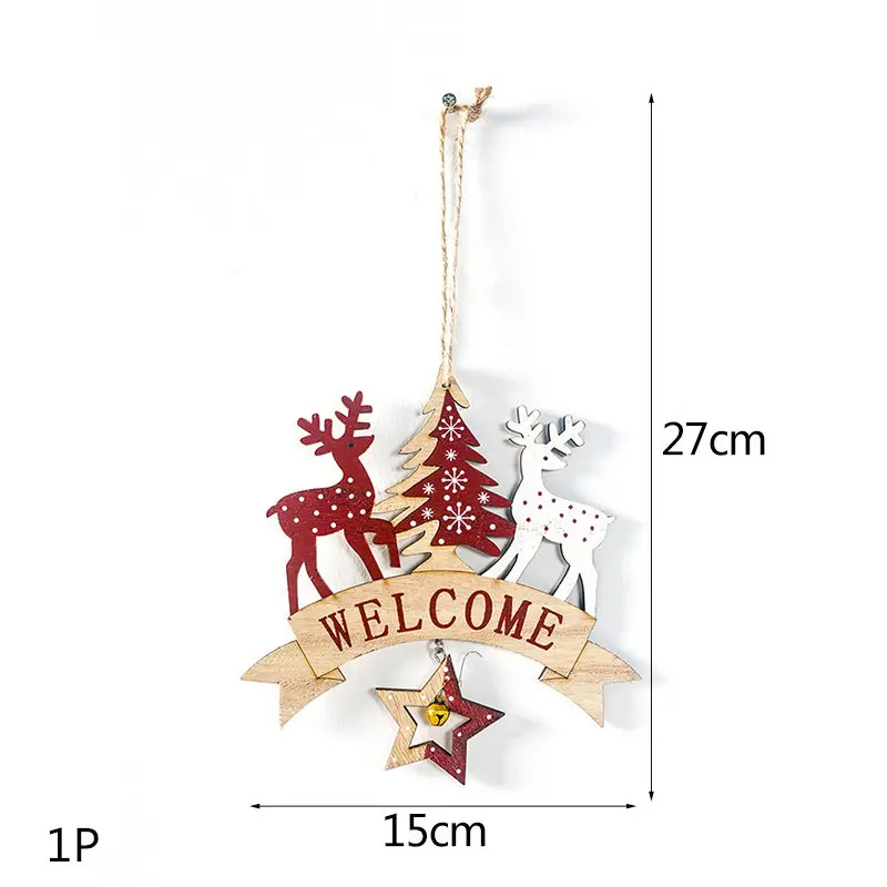 Multi Style Christmas Wooden Pendant Creative Wood Craft Ornaments DIY Chriatmas Tree Hanging Decoration Xmas Gift Supplies - Цвет: 1P-409-B02
