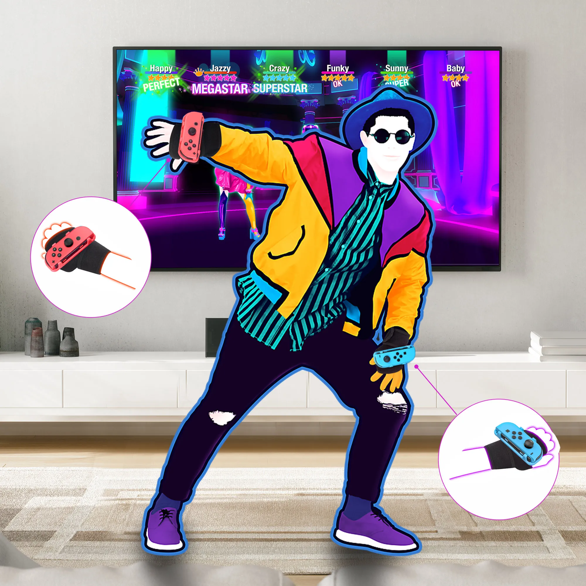 Brazalete ajustable para Nintendo switch just dance 2021/2022, accesorios para Nintendo Switch Joy-Con, correa de baile para muñeca