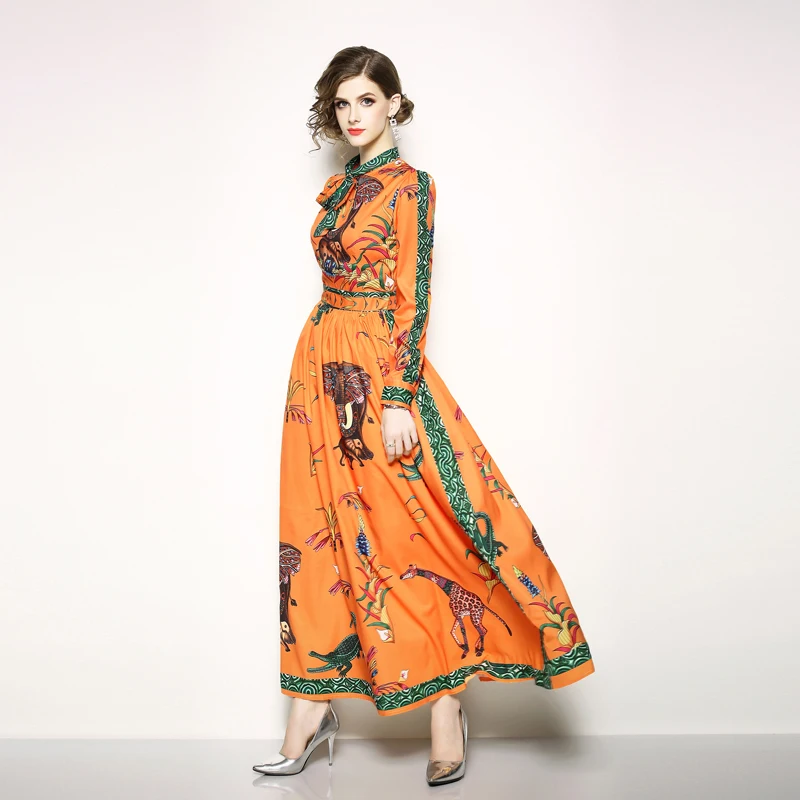 Европейская станция 2019 Ранняя осень новая Большая длинная юбка с длинным рукавом