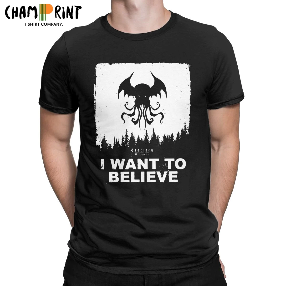 Новинка I Want To Believe In Ктулху элдрича Dreamer футболка Для мужчин круглый вырез