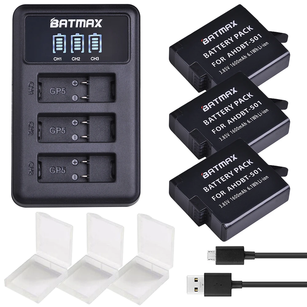 3Pcs sets Комплект из 2 предметов для экшн-камеры GoPro hero 7 6/5 Батарея Akku+ USB светодиодный 3-Порты и разъёмы Зарядное устройство с Тип C Порты и разъёмы для экшн-Камеры GoPro hero 7 hero 6 hero 5 Камера аккумуляторных батарей - Цвет: 3Pcs sets