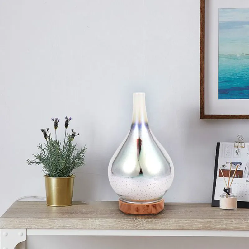 

3D Firework Glass Vase Shape Air Humidifier with 7 Color Led Night Light Aroma Essential Oil Diffuser Mist Maker Ultrasonic Humi