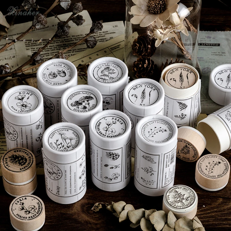 3 шт. винтажная ромашка гриб папоротник печать растения DIY Деревянные и резиновые