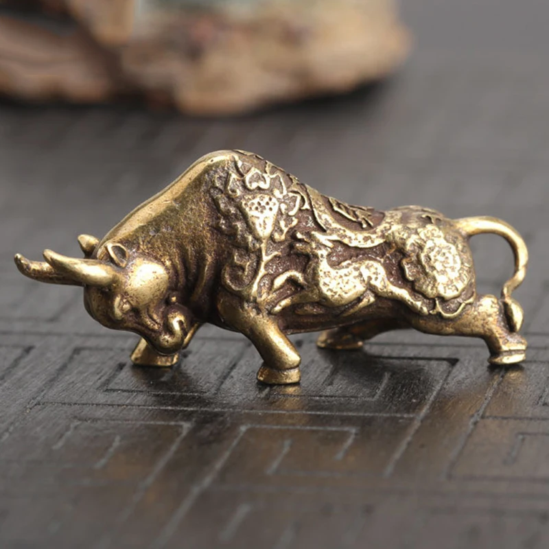 

Brass Bull Statue Ornament Miniatures Figurines Sculpture Accessories Copper For Office Desk Home Decoration