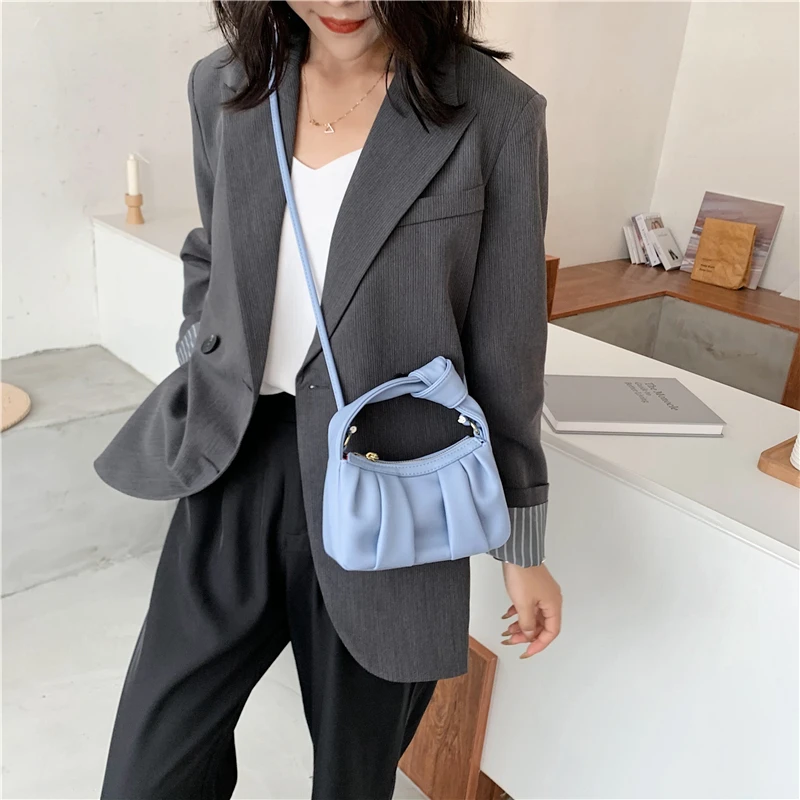 Однотонные сумки через плечо из миниатюрной кожи для женщин 2020 трендовые на