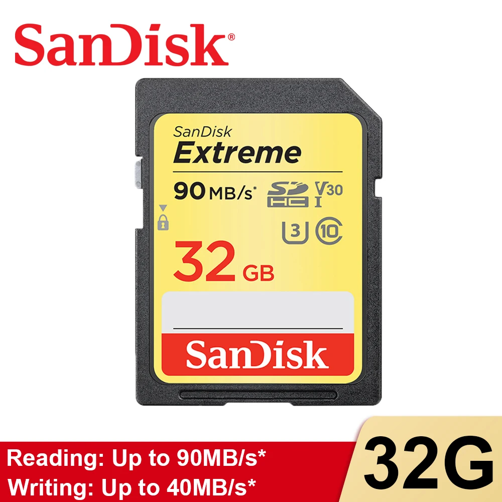 

Карта памяти SanDisk Extreme SDHC/SDXC, UHS-I для камеры SDXVE 90 МБ/с., класс 10 C10 U3 V30, 32 Гб 64 Гб 128 ГБ