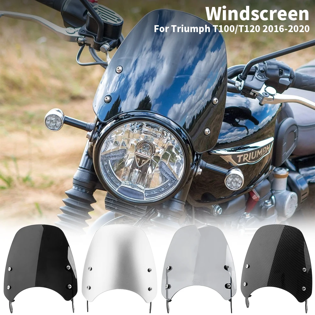 Motorcycle Flyscreen Windshield Windscreen Wind Deflector for 2016 2017 2018 2019 2020 Triumph Bonneville T100 T120 Accessories