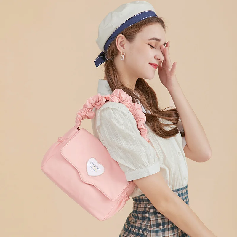 Fashion Exquisite Shopping Women Top-handle Bag Simple Pleated Strap Retro Solid Color Shoulder Underarm Bags Ladies Purse