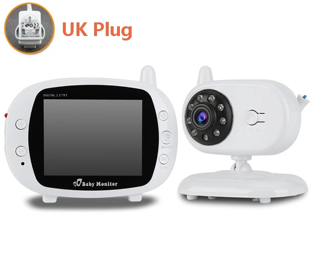 UK Plug 3,5 ''Цифровой Беспроводной Детский монитор с ЖК-дисплеем, видео камера безопасности, температура, 2 способа разговора, ночное видение, Детская няня, камера - Цвет: UK Plug
