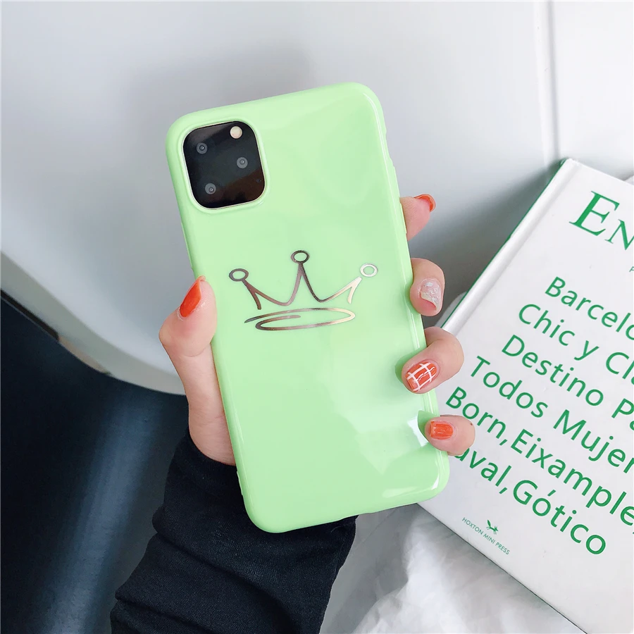 2 Роскошный чехол для пары для iPhone 6, 6s, 7, 8 Plus, глянцевая корона, король, королева, буквы, мягкий ТПУ чехол для iPhone X, XS, чехол для MAX XR Capa - Цвет: 2