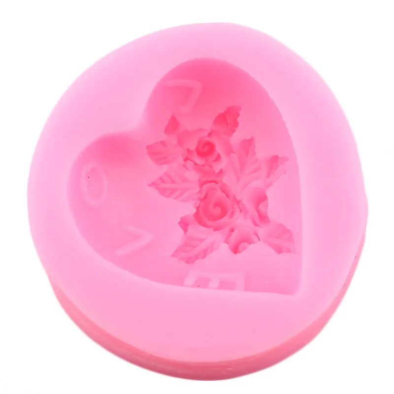 Свадебные любящее сердце Форма с объемными цветами в силиконовые формы торт
