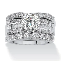 3pcsset luxury white zircon rings set for women jewelry bride wedding engagement ring gift fashion women rings