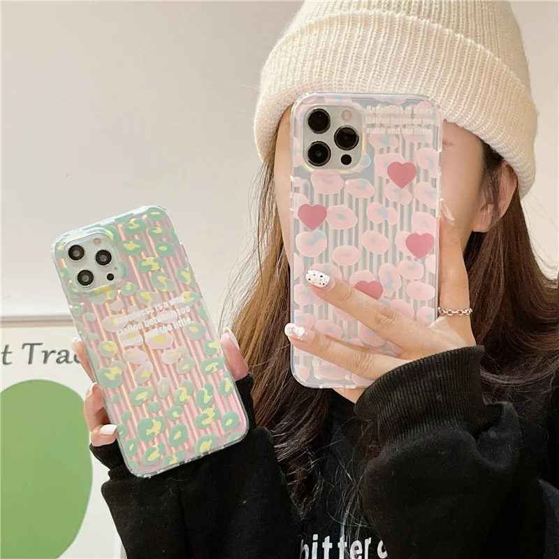 

Laser Pink Leopard for iphone 13pro case XR for iphone11 / 12 / xsmax soft 7p / 8plus