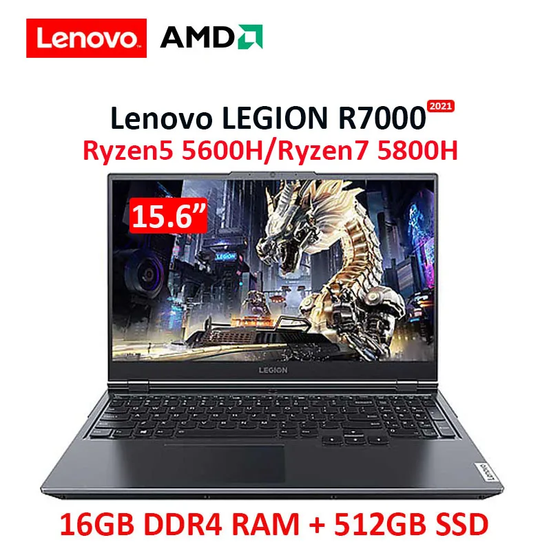 Lenovo Legion R7000 2021 New Gaming Laptop AMD R5-5600H/ R7-5800H High Refresh Rate IPS Full Screen Windows10 Backlit metal body