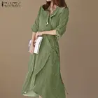 Модное платье в горошек, женский весенний сарафан с принтом, модель 2022 года, платье ZANZEA средней длины с пышными рукавами, женское платье с V-образным вырезом