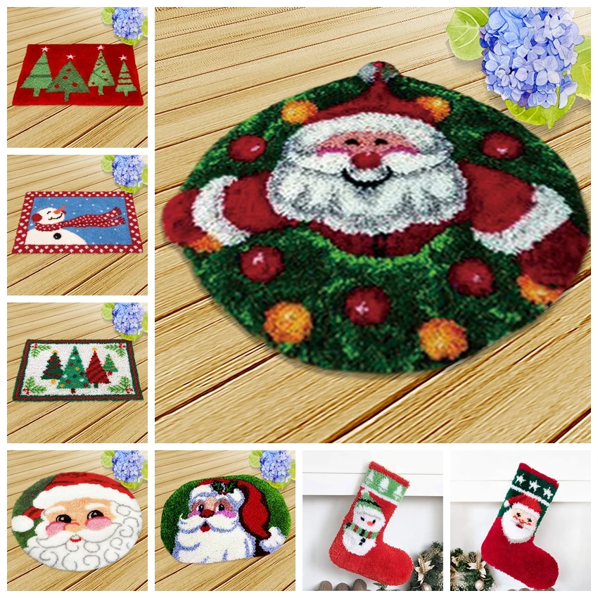 

Christmas Knooppakket Latch Hook Kits Diy Quality DIY Gift European And American Style Smyrna Needlework Mat Latch Hook Cushion
