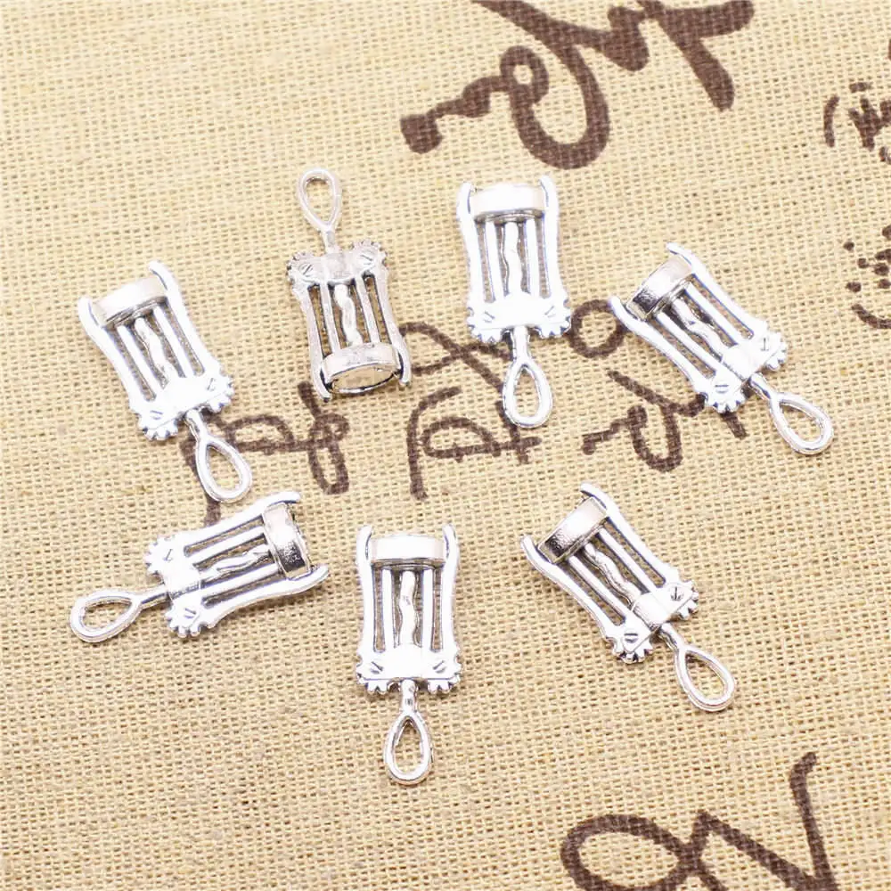 

Винные бутылки, инструмент, подвески, товары для фотографий, античный Серебристый цвет, 20 шт., 11x27 мм