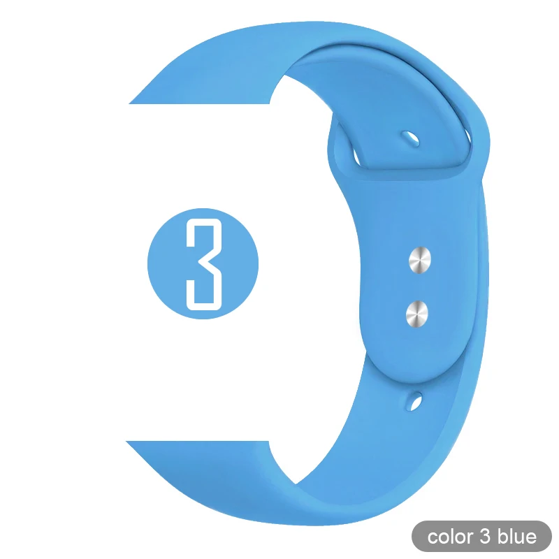 Мягкий силиконовый спортивный ремешок для Apple Watch 5 4 3 2 1 38 мм 42 мм, резиновый ремешок для часов Iwatch series 5 4 40 мм 44 мм - Цвет ремешка: 03 Blue
