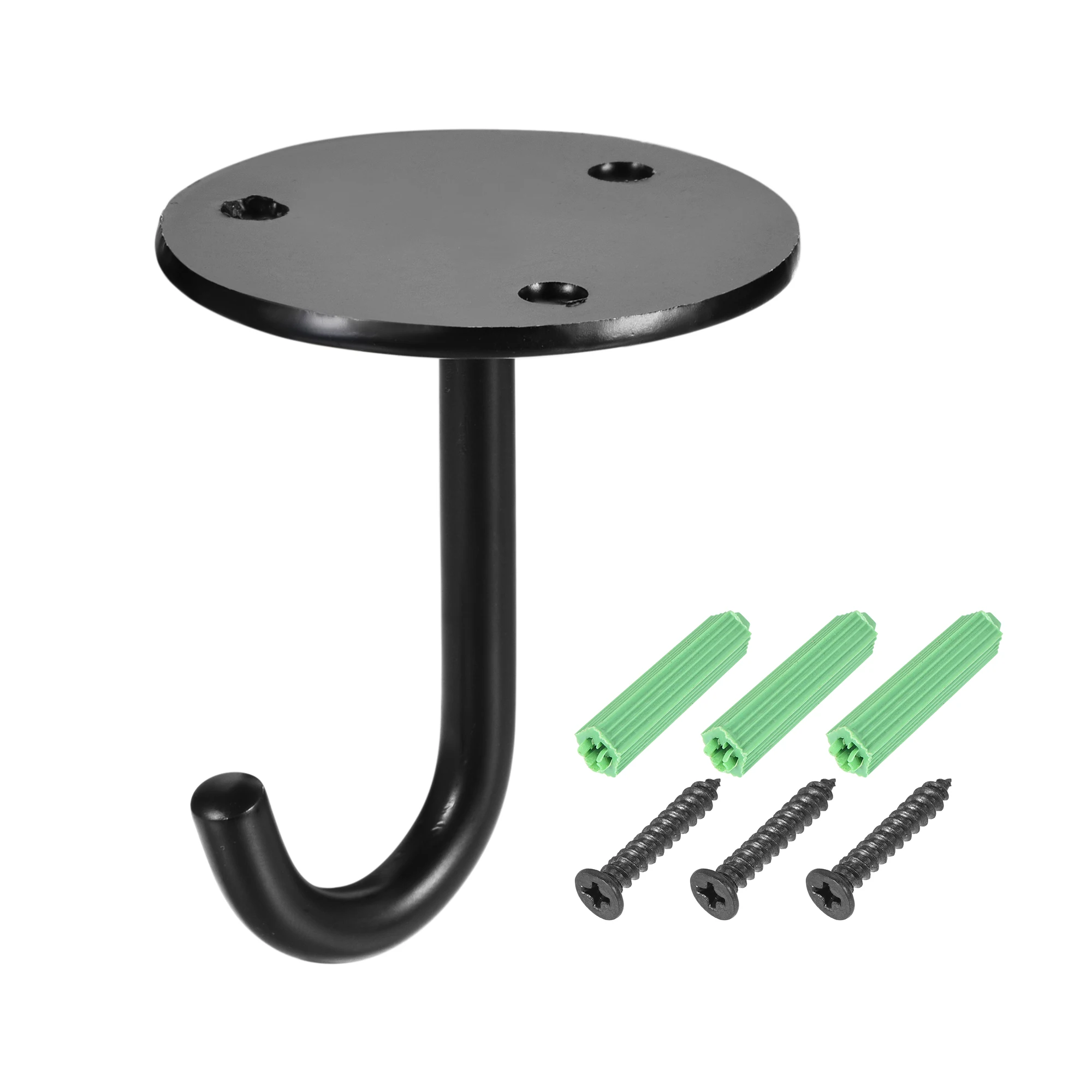 Uxcell потолочные Крючки Настенные 52 мм круглая пластина из нержавеющей стали для подвешивания фонарей растений (черный, упаковка из 6)