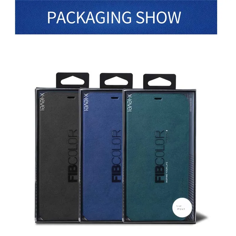

X-level Luxury Original Ultra Thin Slim Flip Case Leather TPU Book Cover For iphone 12 12pro 12mini 12promax Phone Case KS1020