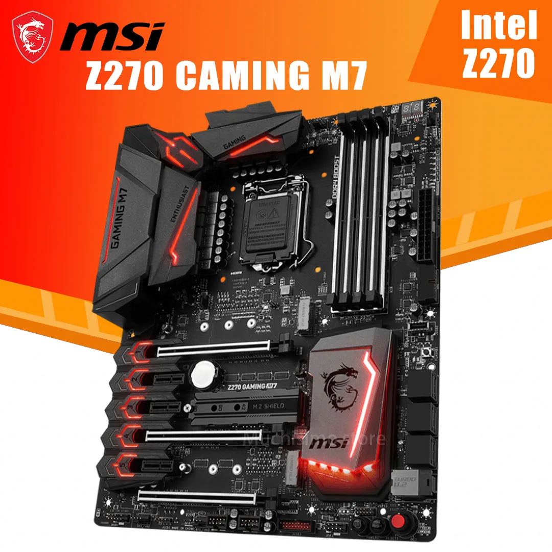 Verkaufen LGA 1151 MSI Z270 GAMING M7 Motherboard I7 I5 I3 DDR4 64GB PCI-E 3,0 M.2 USB 3,1 HDMI Typ-EINE Desktop Z270 Placa-Mãe 1151 ATX