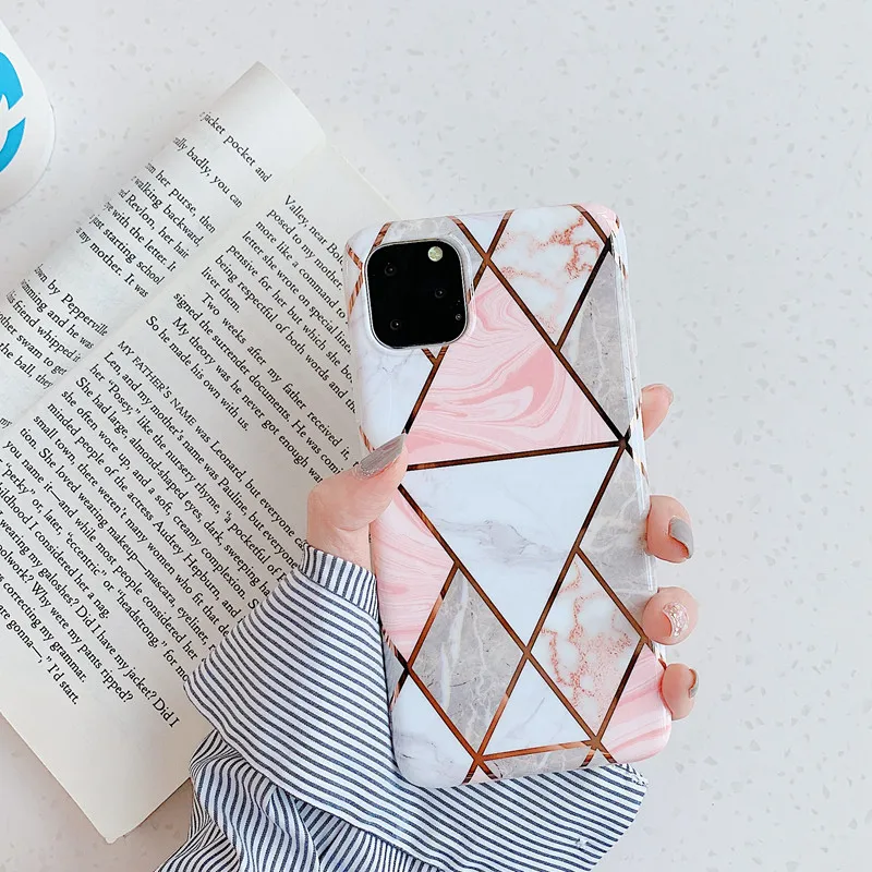 Роскошный Мраморный мягкий чехол из ТПУ для телефона iPhone 11 Pro X XR XS Max глянцевый с