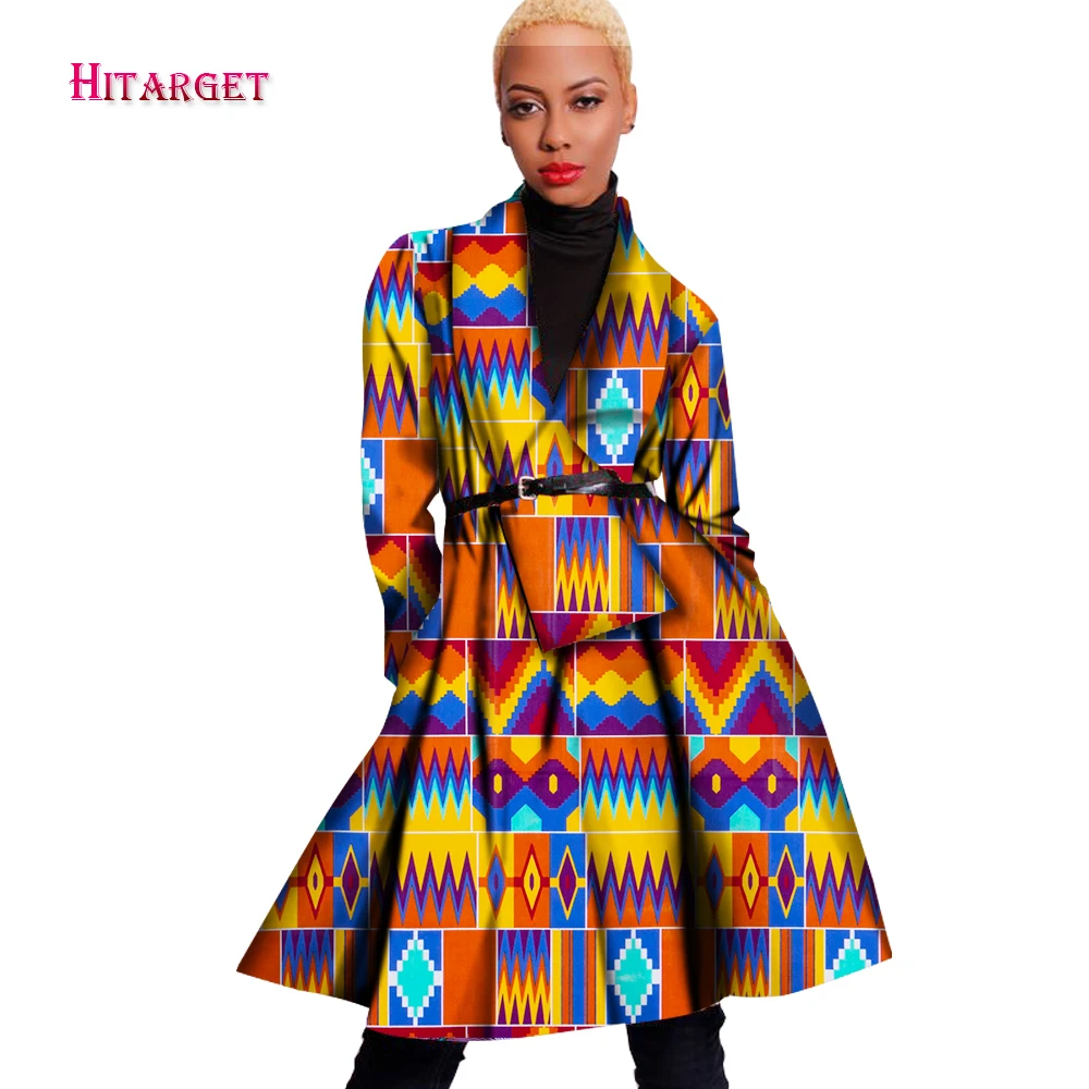Autumn African Print Women Coat Dashiki Long Jacket Bazin Riche Loose Trench Clothes for WY1622 |