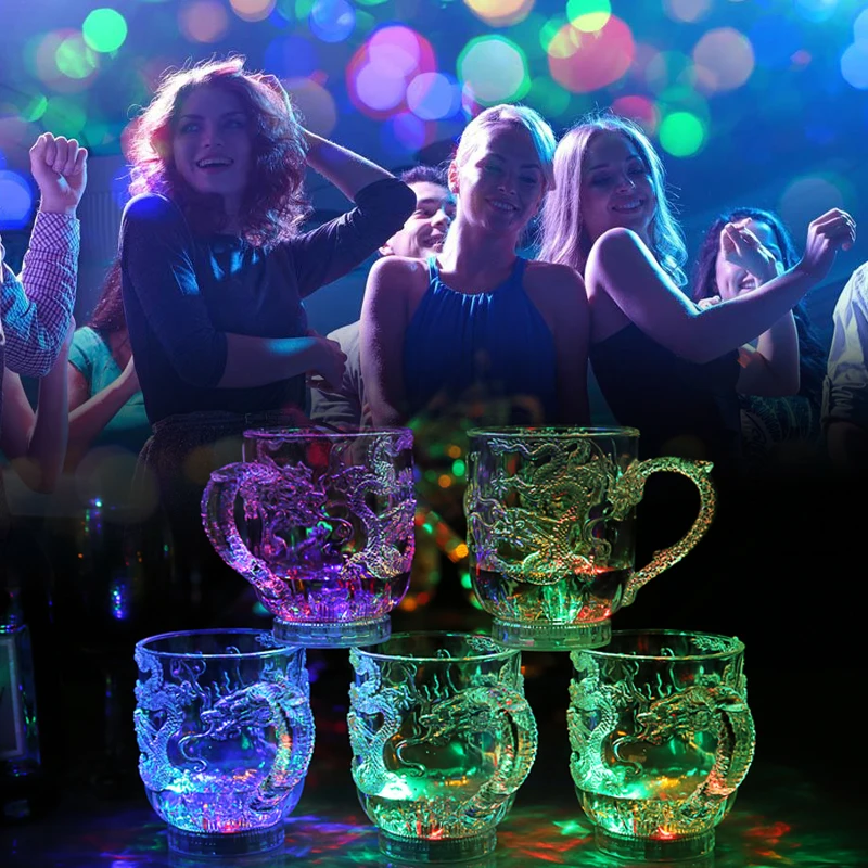 

Luminous Cup Plastic Flashing Tableware Tool Wine Glass Health Led Dragon Color Change Cup Cool Activated Light Up