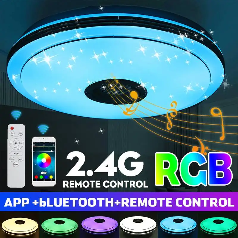 

200W LED Ceiling Light Dimmable RGB Music Ceiling Lamp with bluetooth Speaker Smart APP Remote Control for Livingroom 85-260V