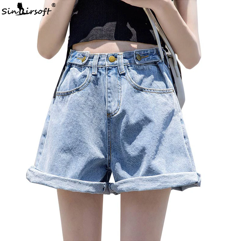 Новая мода лето Для женщин джинсовые шорты подворачиваемый подол свободная