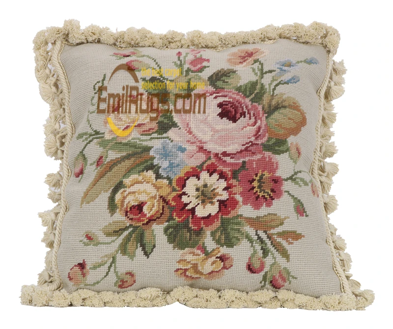 needlepoint pillows Made In China Square Roses Handmade woolen Needlepoint Chair Cushion Pad aubusson | Дом и сад