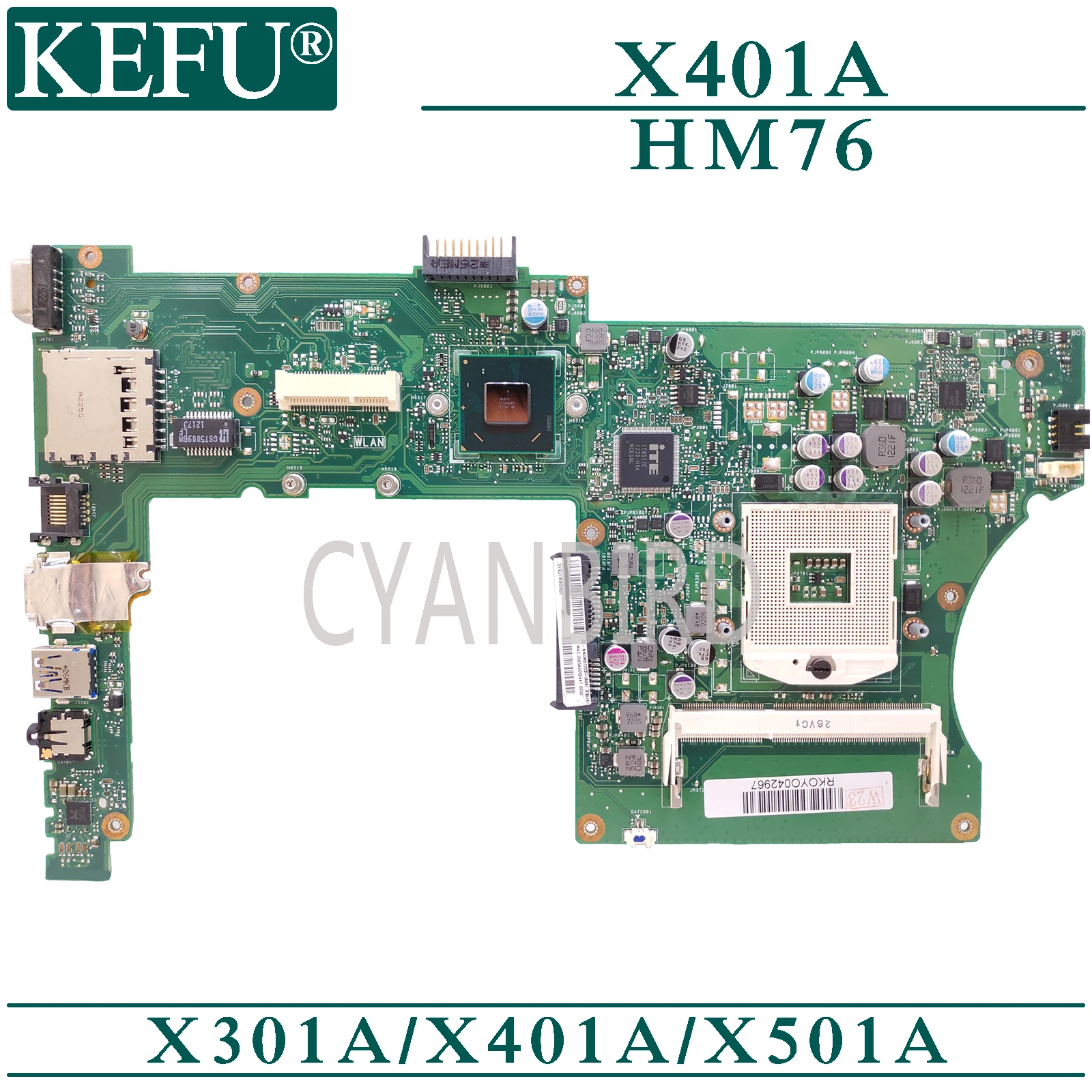KEFU X401A original mainboard for ASUS X301A X501A HM76 Laptop motherboard