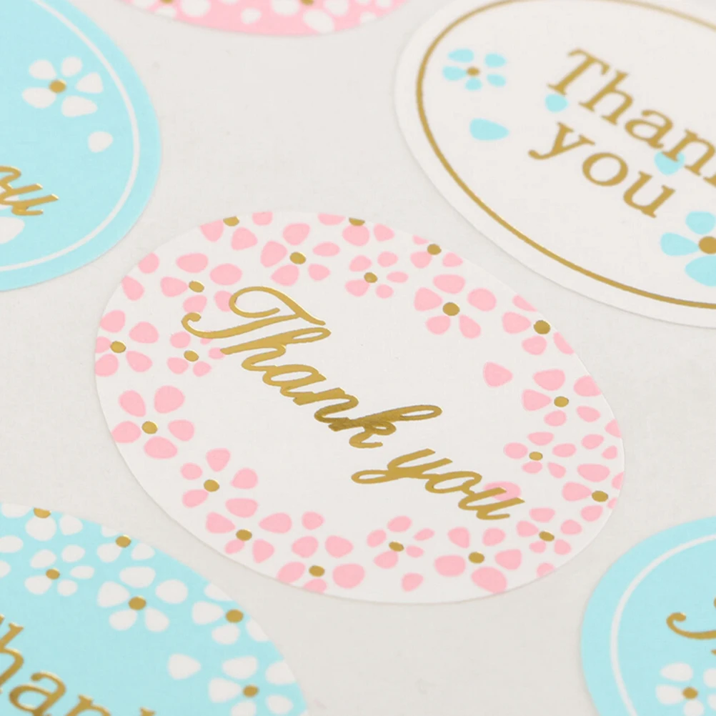 

24Pcs/sheet Colorful Lovely Floral Thank You Adhesive Stickers Oval Packaging Label Sealing Wedding Party Decorative Favors