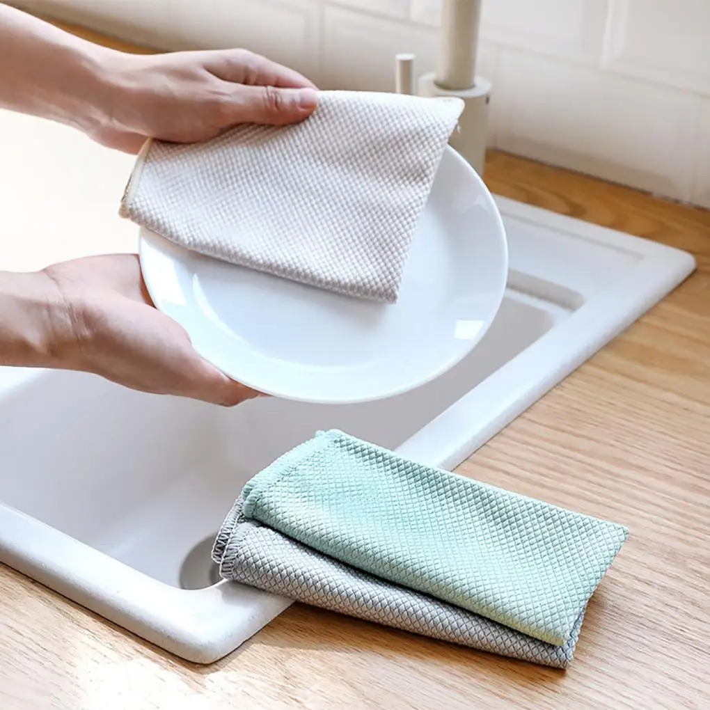 

3pcs Dish Cloth Towels Multipurpose Anti-Greasy Kitchen Cleaning Cloth Fiber Washing Bowl Towel Wiping Rags Dishcloth