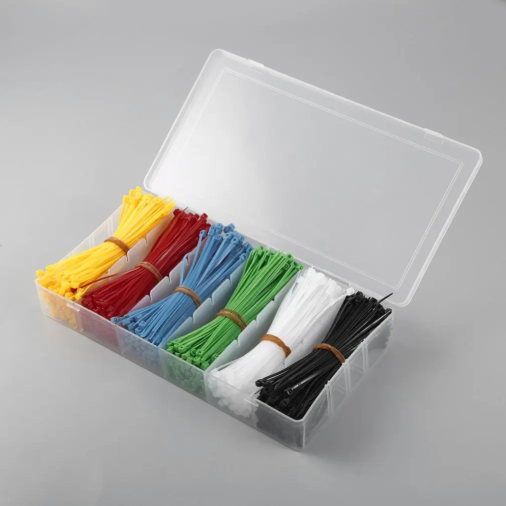 900 штук. Нейлоновые кабельные стяжки с самоблокирующимся замком. Черные белые