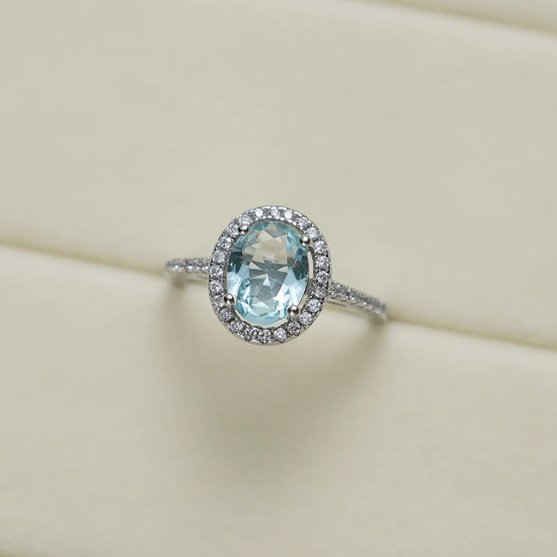 

Fashion in Europe and the fashion 925 sterling silver delicate ring platinum zircon ms sky blue crystal jewelry gifts