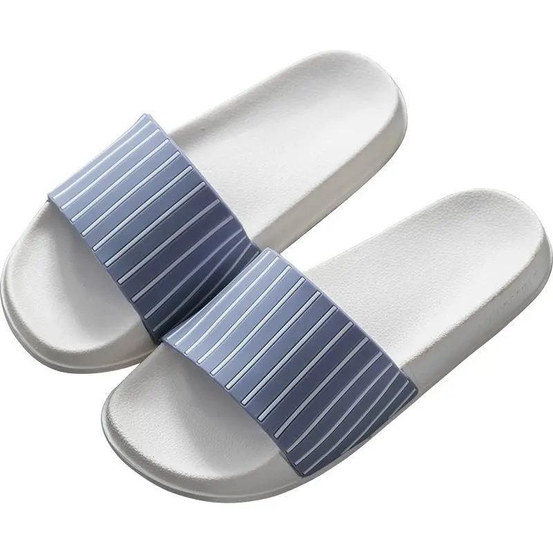 

Slippers female summer wear home ins new striped home indoor bathroom couple slippers male household sandals and slippers