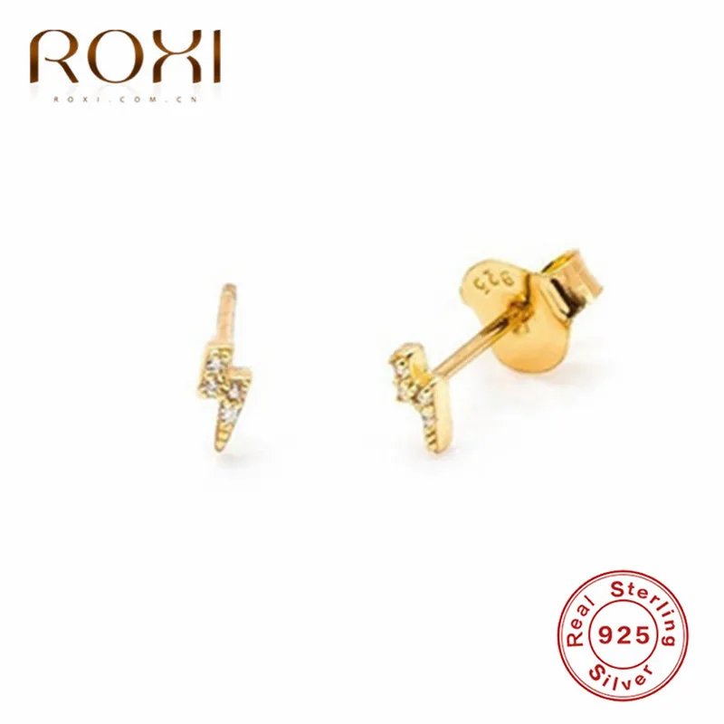 Gold ROXI Мода Молния Кристалл маленькие серьги-гвоздики для женщин девушки подарки oorbellen 925 пробы Серьги серебристого цвета; бижутерия - Окраска металла: Gold