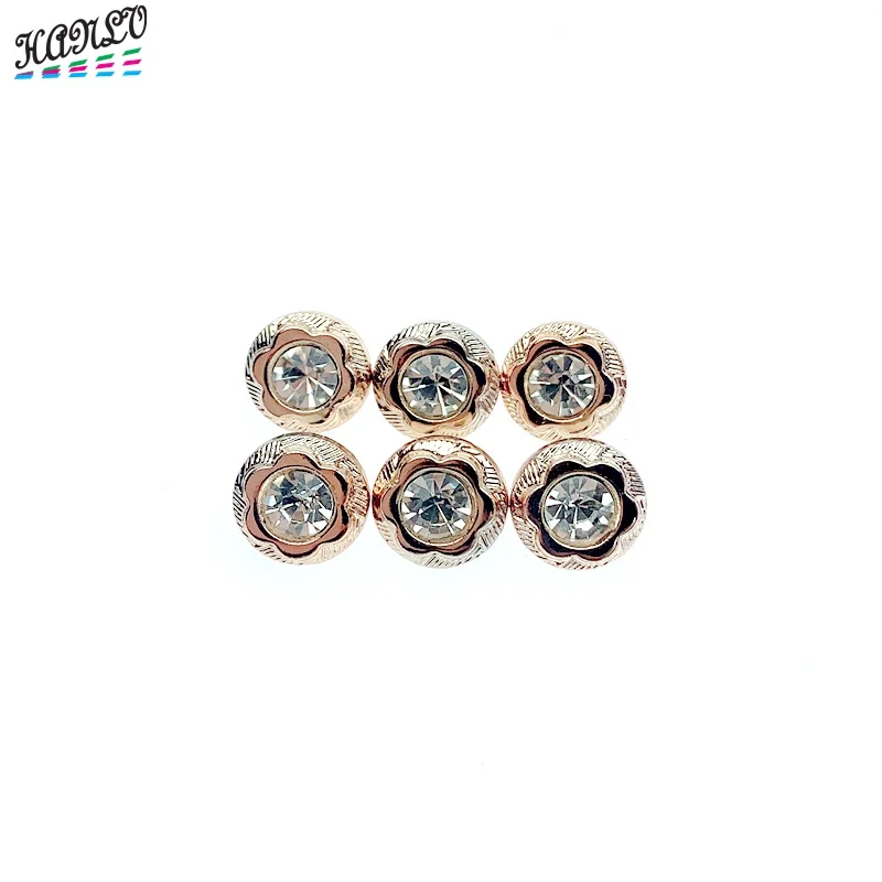 

HANLV 12mm 100pcs/300pcs Plating Buttons Shank With Rhinestone DIY Crafts Apparel Sewing Accessories