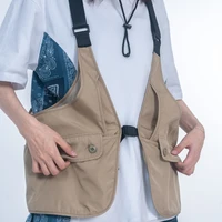 outdoor multi pocket cargo vests men safari style streetwear game vest tactical sleeveless jacket mens summer thin fishing vest
