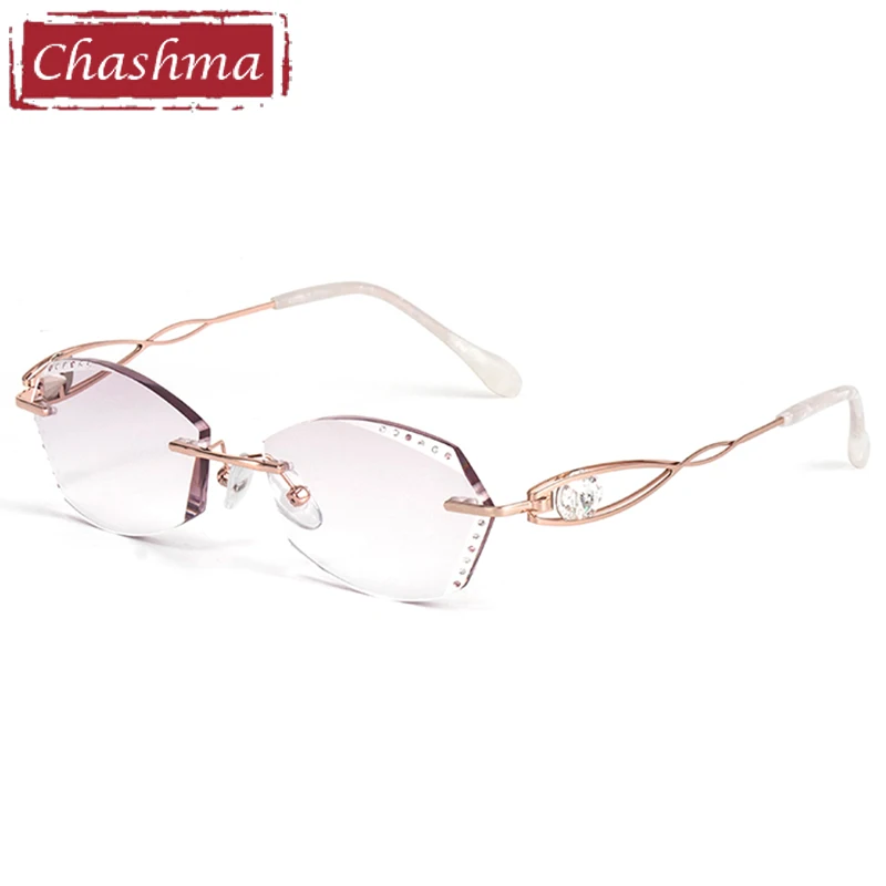 

Chashma Female Frame Gray Red Colored Lenses Opticos Gafas Women High Degree Super Light Eyeglasses Rimless Spectacles