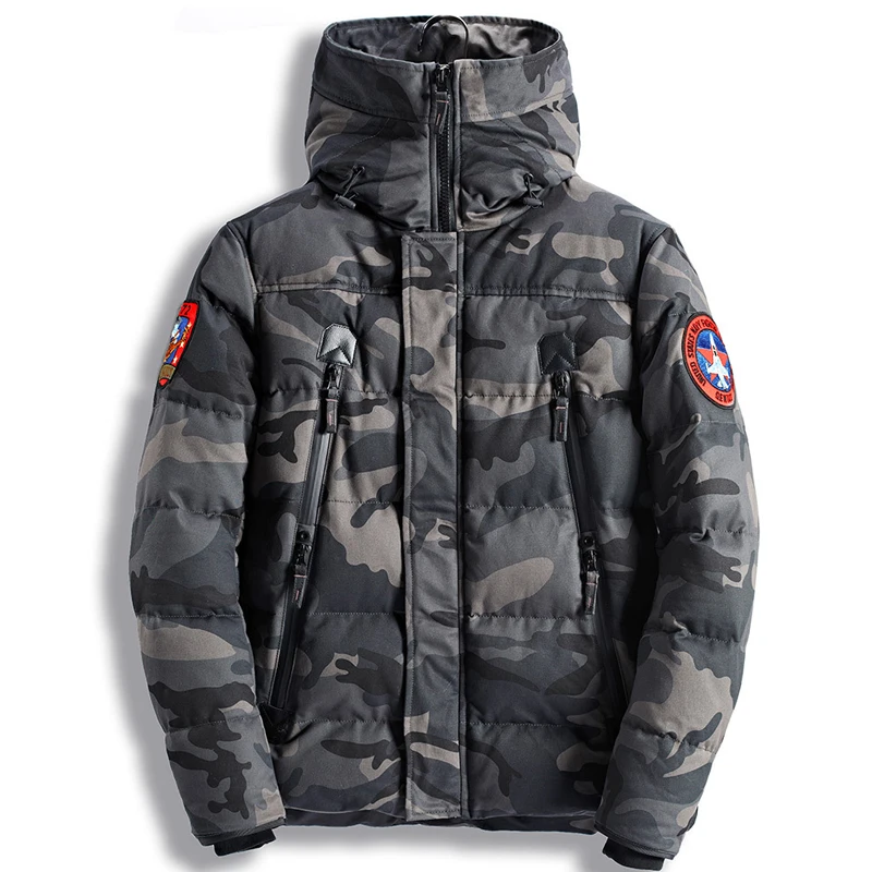 

Drop shipping Men's Vogue Camouflage Parkas Long Casual Winter Jacket Men Military Tactical Overcoat Padded Streetwear LBZ28