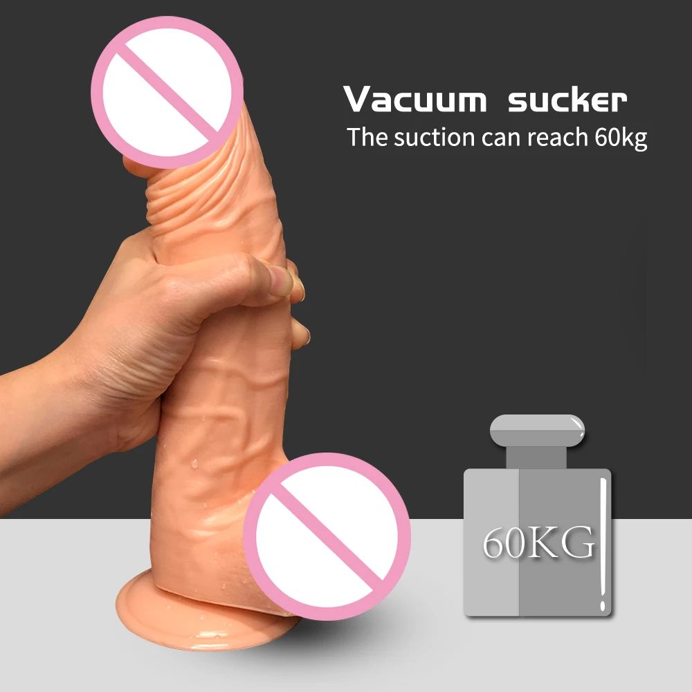 Большой реалистичный пенис на присоске Мягкий силикон фаллоимитатор для женской