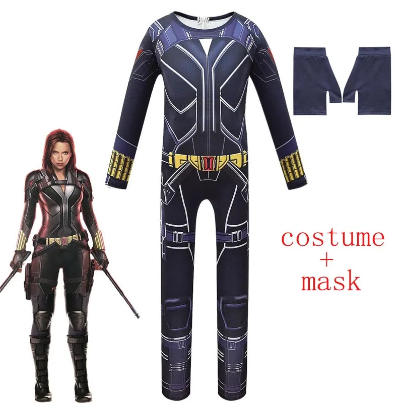 2020 костюмы на Хэллоуин для девочек косплей черной вдовы Детский боди боевой